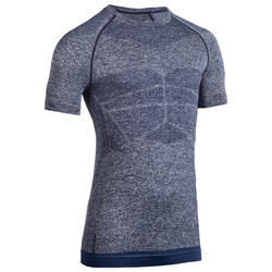 Tee shirt manche courte compression musculation homme bleu