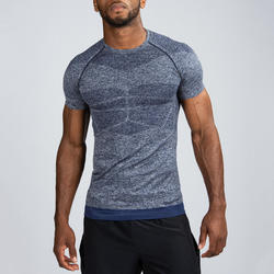 Ongekend Domyos Fitness compressie shirt voor heren, blauw/grijs | Decathlon.nl ZU-95