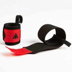 BANDES DE RENFORT POIGNETS ROUGE MUSCULATION SERRAGE VELCRO