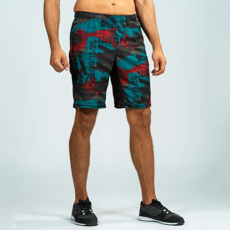 DOMYOS 500 Cross Training Shorts Red/Blue Decathlon