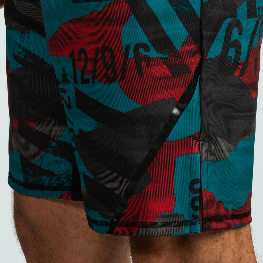 Sporthose kurz 500 Crosstraining Herren rot/blau