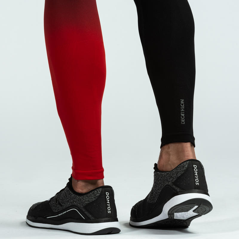 Erkek Tayt Siyah Kirmizi Dikissiz Crosstraining 900 Domyos By Decathlon