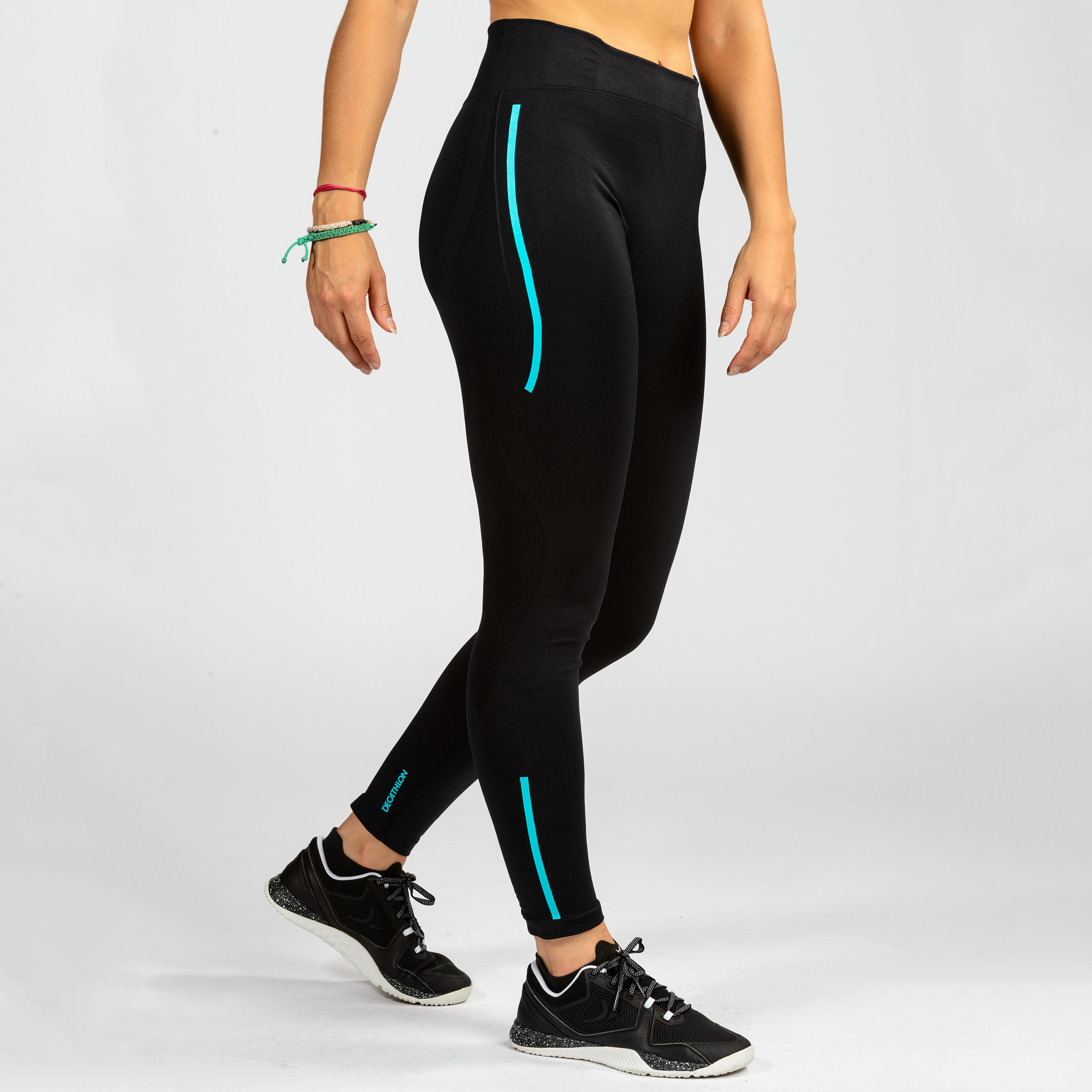 

500 Women's Cross Training Seamless Leggings - Black/Blue