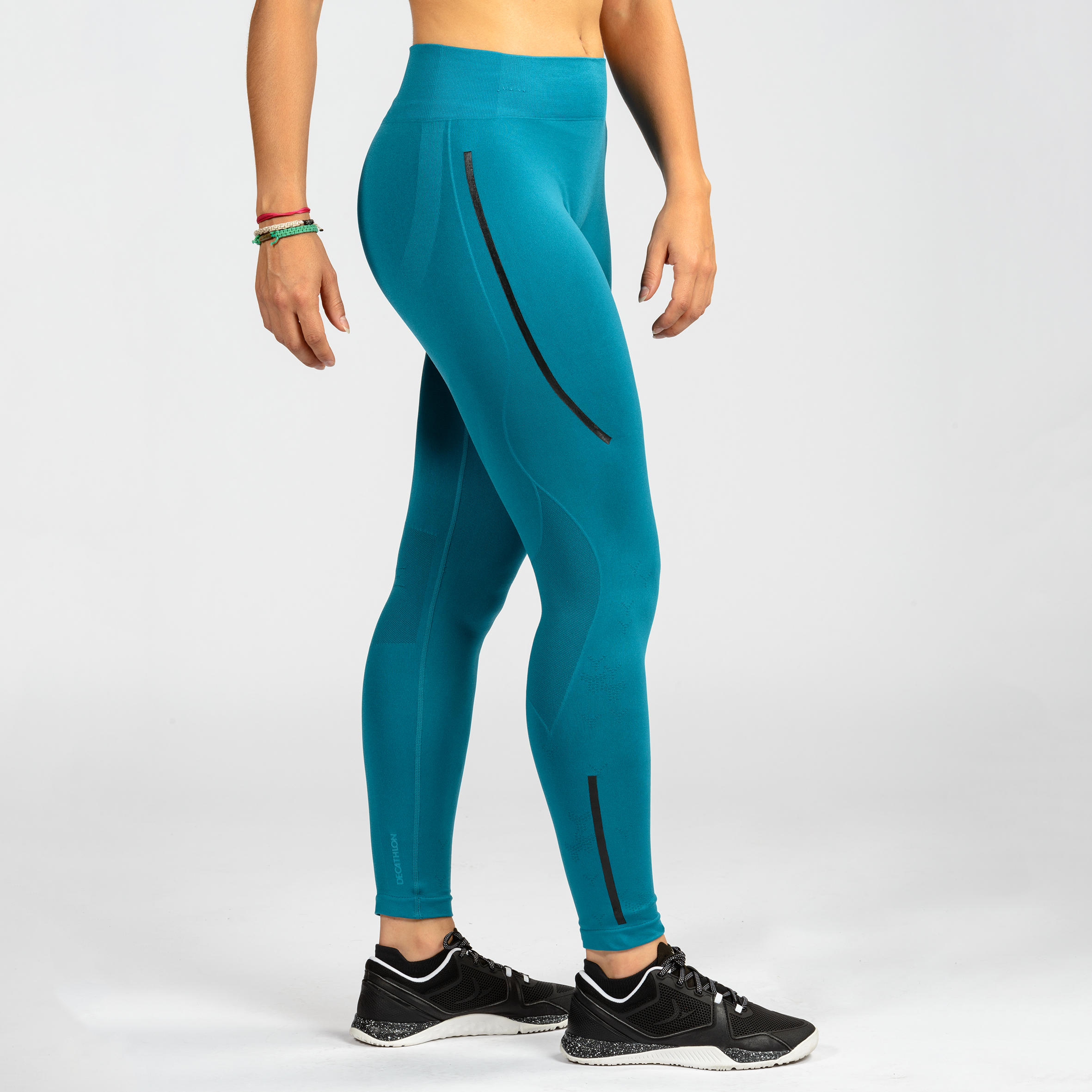LEGGINGS CROSSTRAINING 500 MUJER NEGRO/AZUL Domyos Decathlon