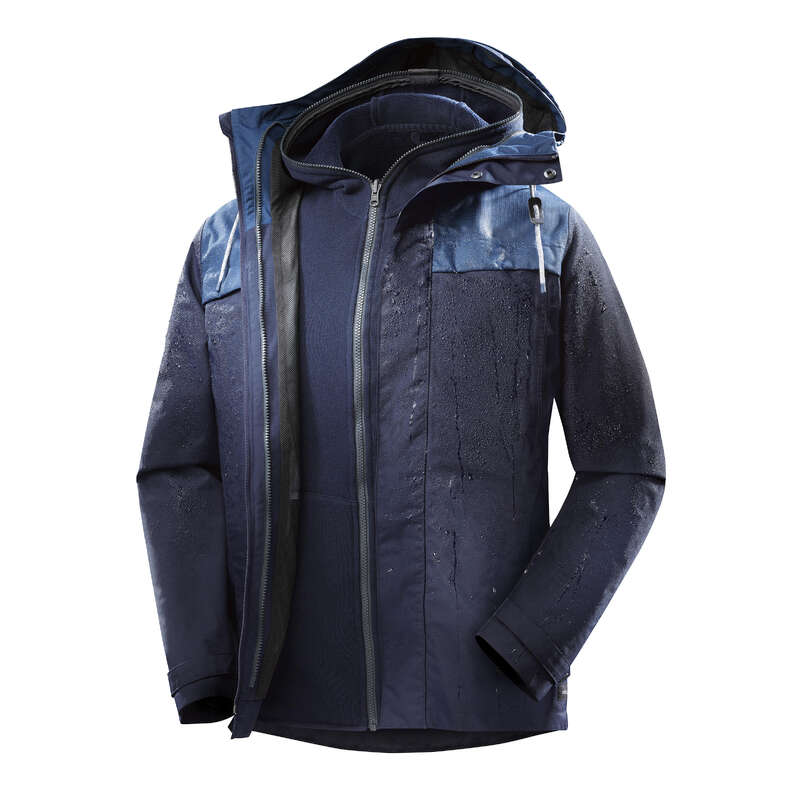 MEN 3 IN 1 JACKETS TRAVEL TREK Trekking - M 3-in-1 Jkt Travel 100 - Blue FORCLAZ - Trekking