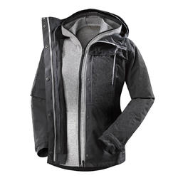 Abrigo Chaqueta Montaña y Trekking viaje Forclaz TRAVEL100 3en1 mujer gris