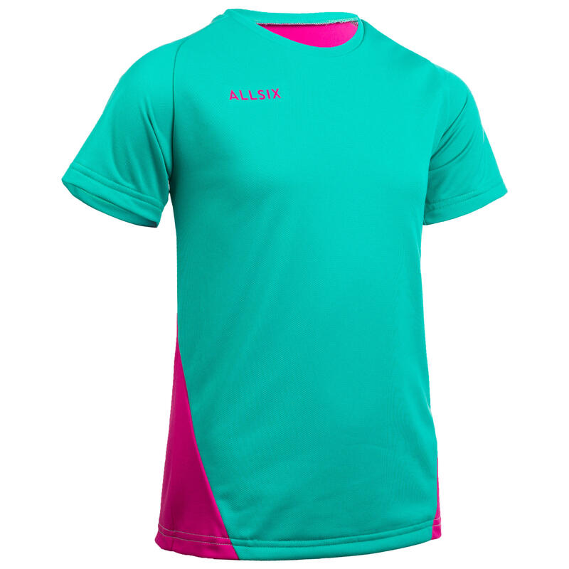 Koszulka siatkarska dziewczęca Allsix V100 zielono-różowa