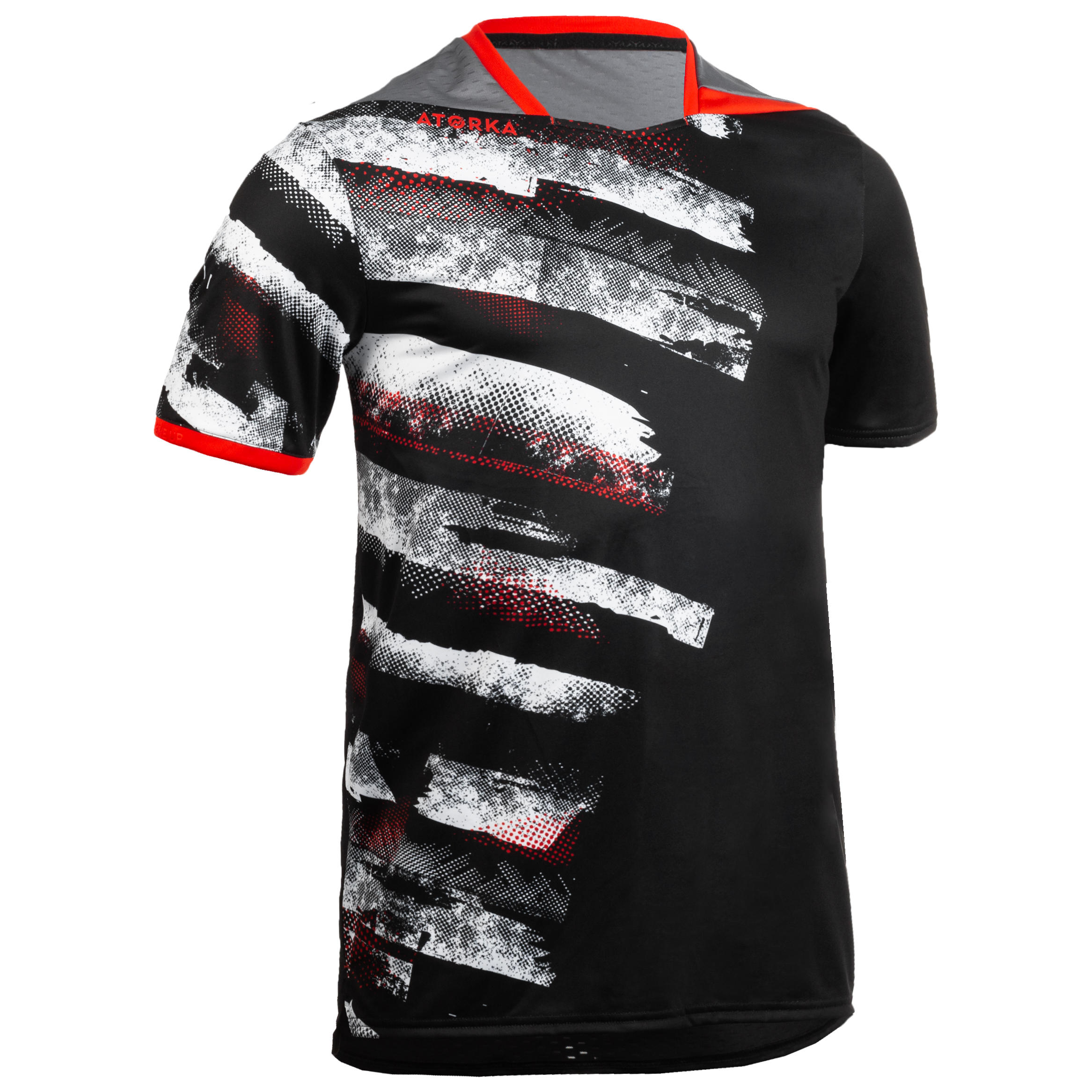 Men's H500 handball jersey black / white / red