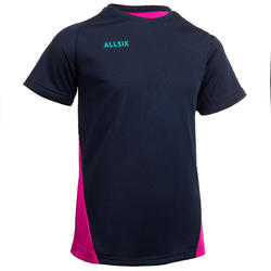V100 volleybalshirt meisjes blauw en roze