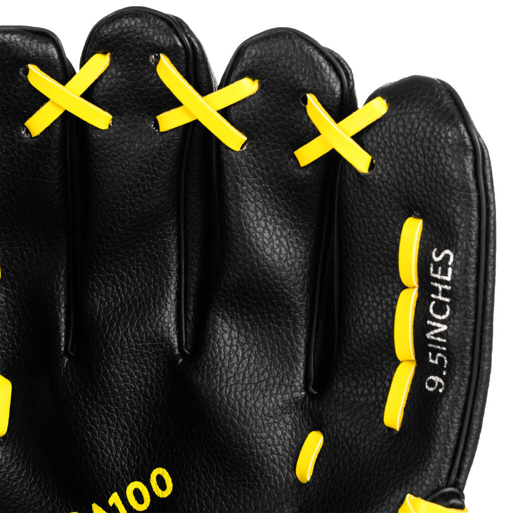 Baseball Glove right-hand throw kids - BA100 Yellow  Black
