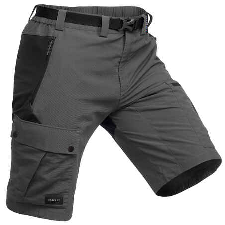 Temno sive moške trpežne pohodniške kratke hlače TREK 500