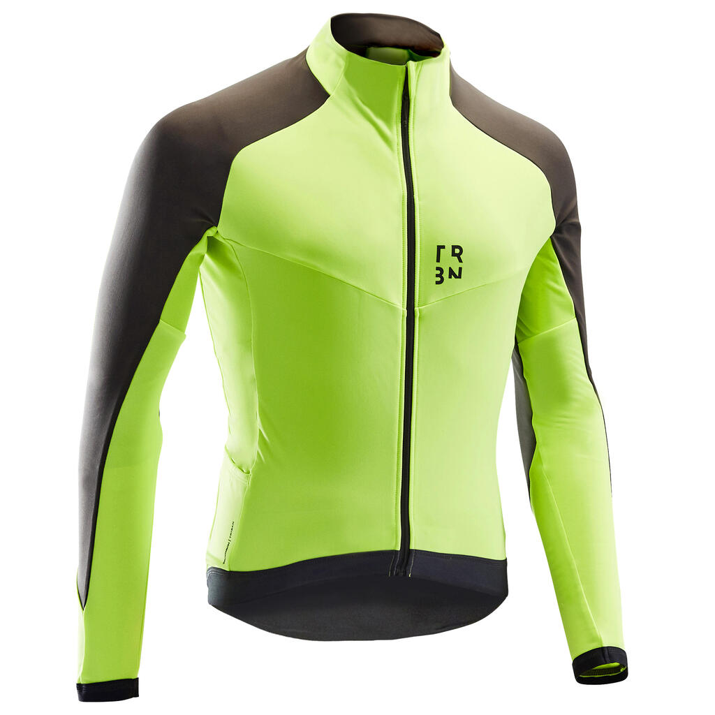 Rc500 long-sleeved road cycling and bike touring jersey - neon yellow