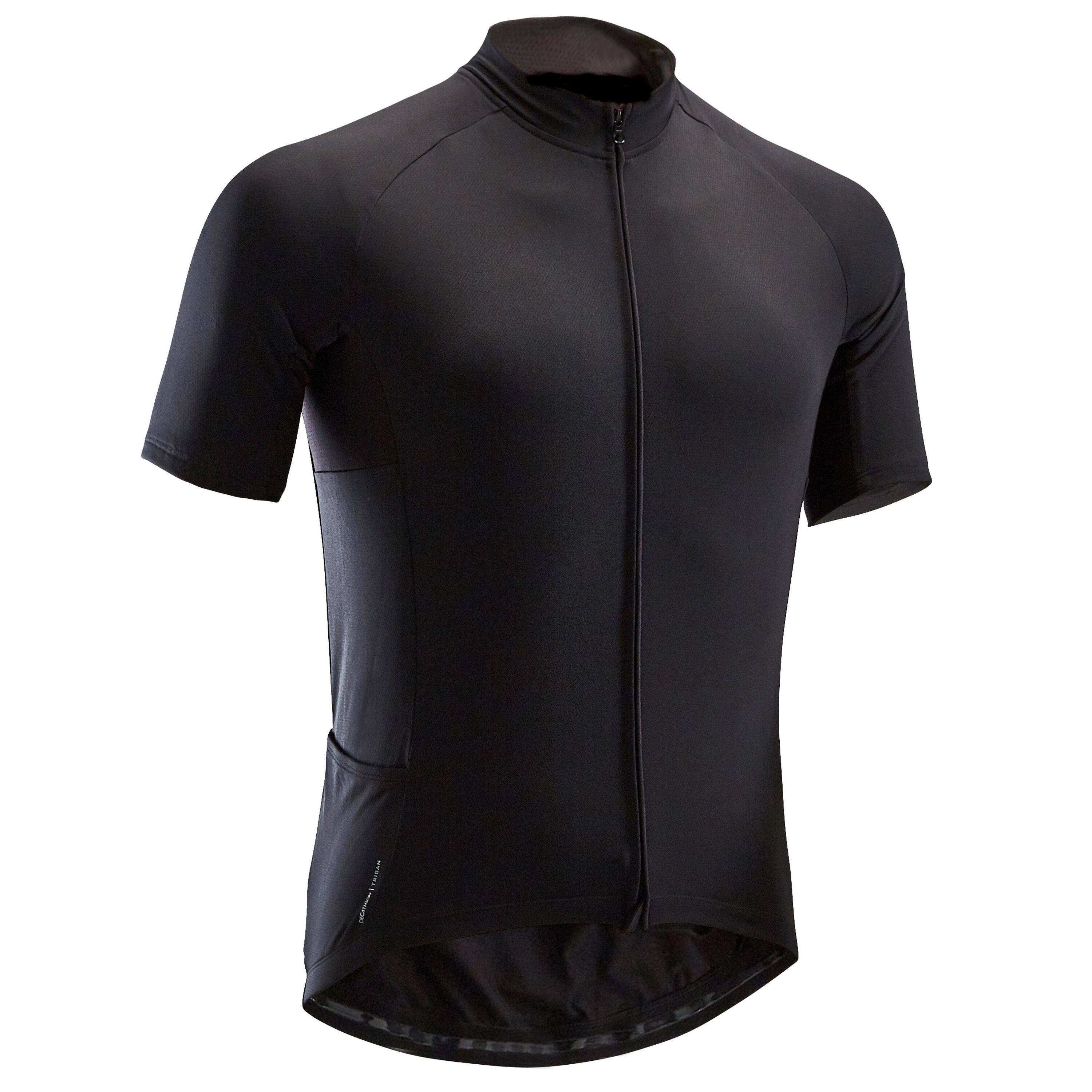 Men's Short-Sleeved Summer Cycling Jersey RC100 - Black 1/12