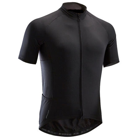 Men's Short-Sleeved Warm Weather Road Cycling Jersey RC100 - Black