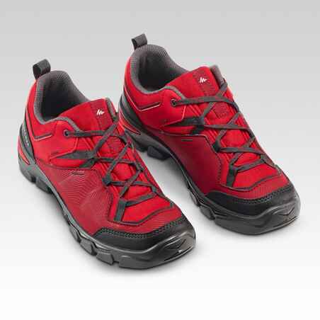 Kids' low lace up hiking shoes MH120 size 35-38 - Red 