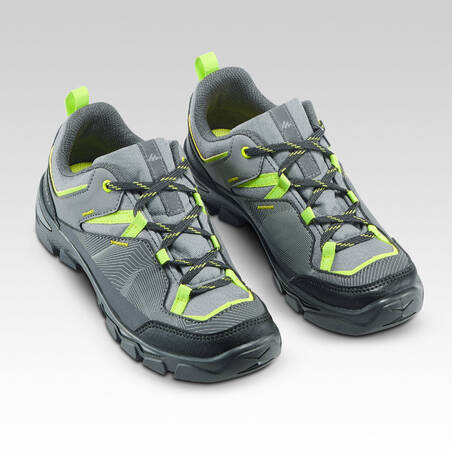 Kids Low Lace-up Hiking Shoes MH120 LOW 35 TO 38 - Grey