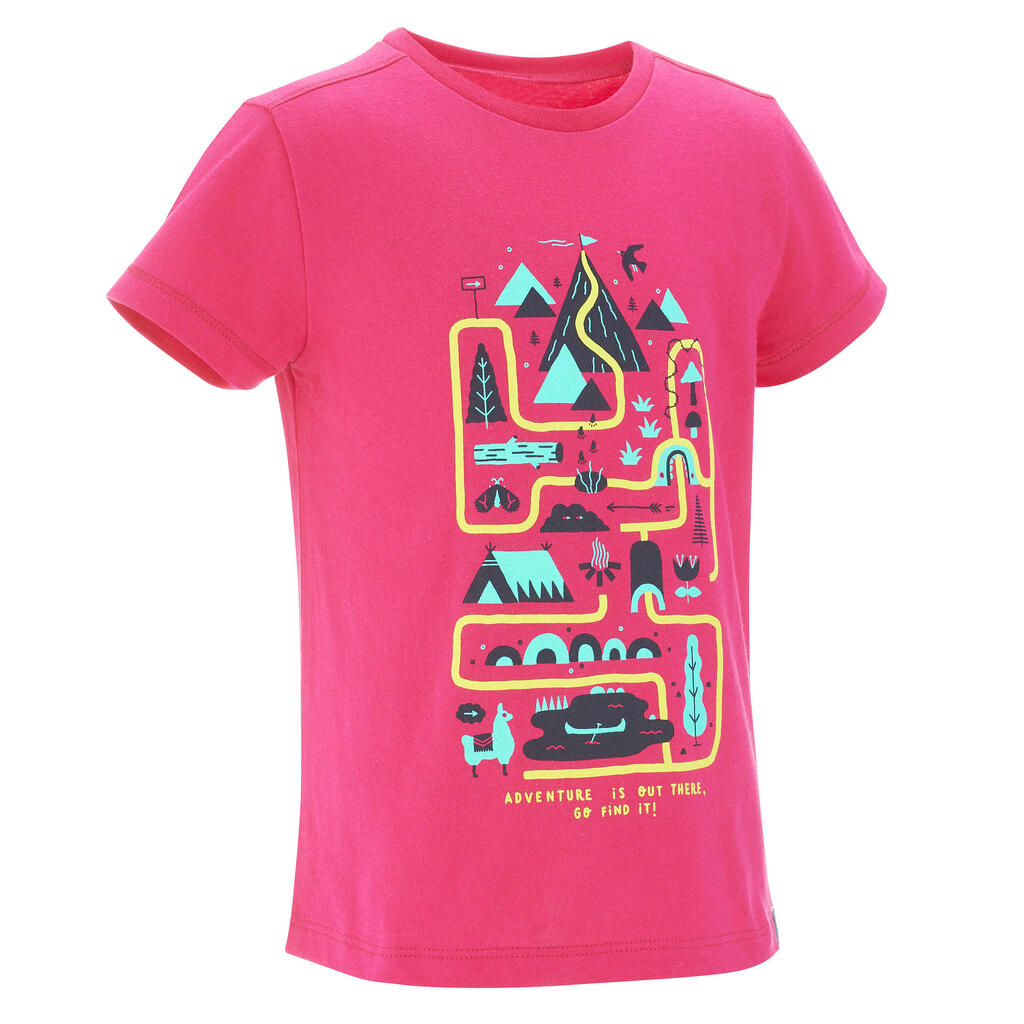 T-shirt de randonnée - MH100 KID rose pâle phosphorescent - enfant 2-6 ANS