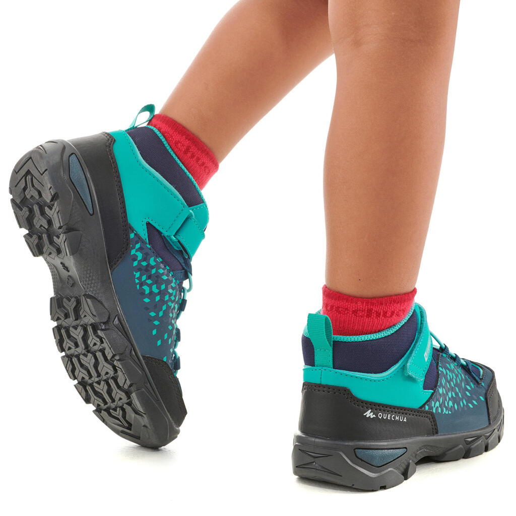 Kids’ Waterproof Hiking Shoes - MH120 MID 28 TO 34 - Turquoise