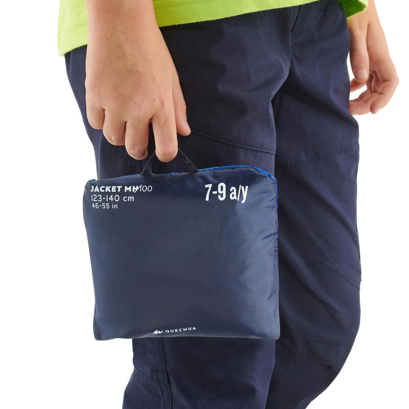 Veste imperméable de randonnée - MH100 bleu marine - enfant 7-15 ans
