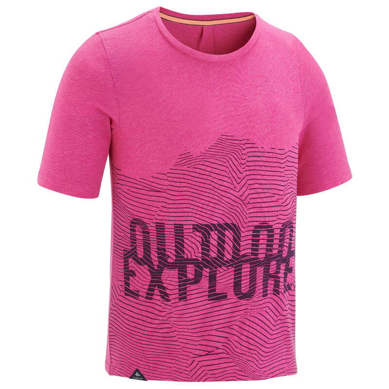 PANTS SHORTS, T SHIRT GIRL 7-15 Y Hiking - GIRL T-SHIRT MH100 TW - PINK QUECHUA - Hiking Clothes