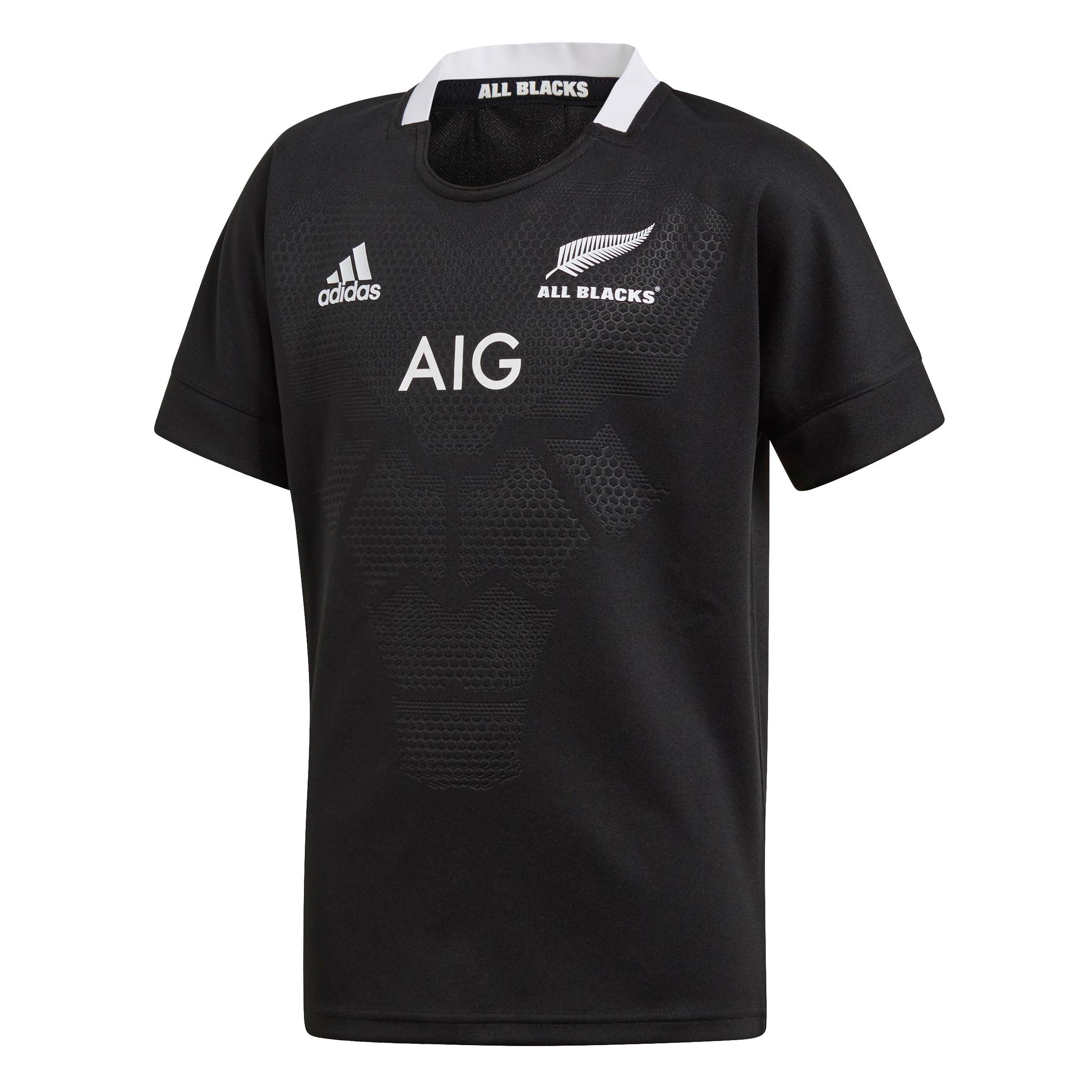 Kids' Rugby Short-Sleeved All Blacks Replica Home Shirt - Black 1/5