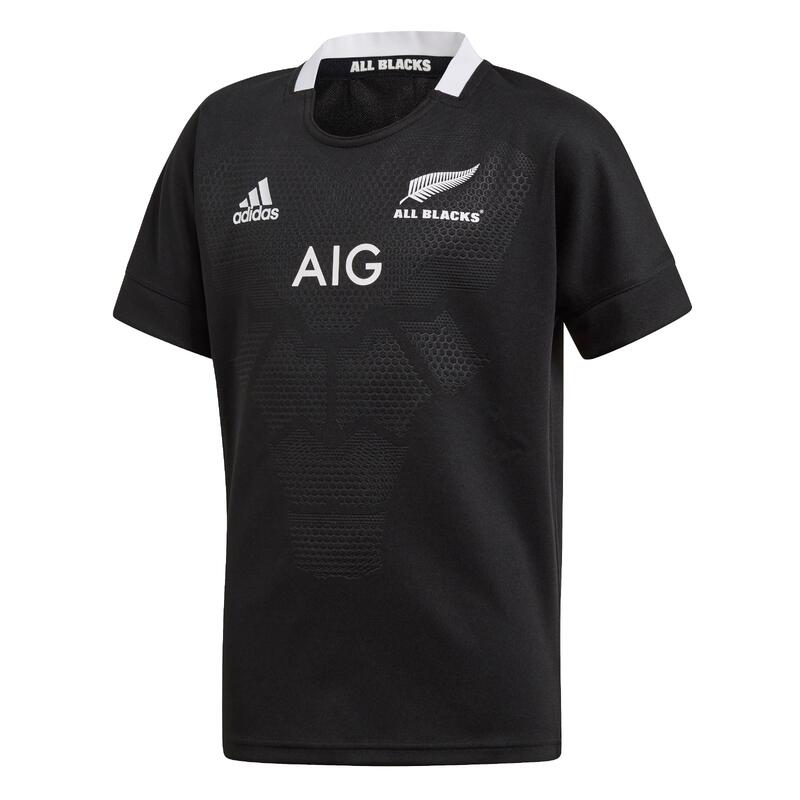 Adult Rugby Short-Sleeved All Blacks Replica Home Shirt - Black