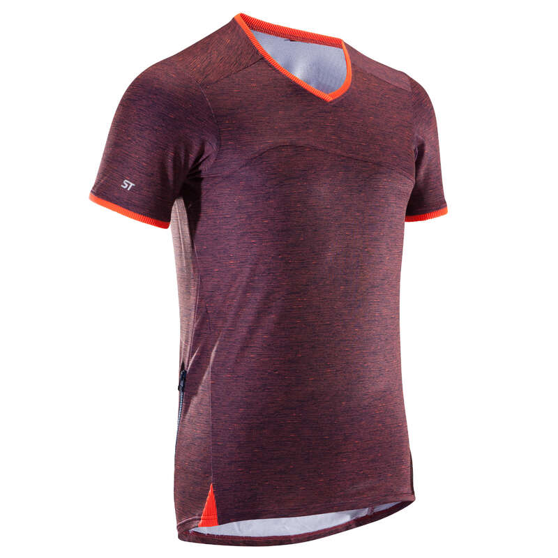 MEN WARM WEATHER ST MTB APPAREL Cycling - ST100 Short Sleeve Mountain Bike Jersey - Brushed Orange ROCKRIDER - Cycling