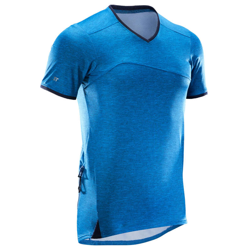 MEN WARM WEATHER BEGIN ST MTB APPAREL Cycling - ST100 Short Sleeve Mountain Bike Jersey - Blue ROCKRIDER - Cycling