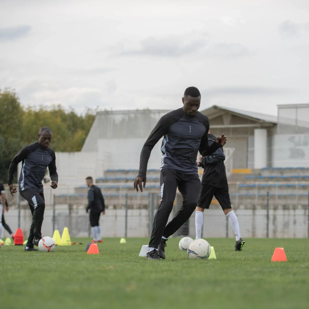 Futbalová mikina T500 s krátkym zipsom modrá