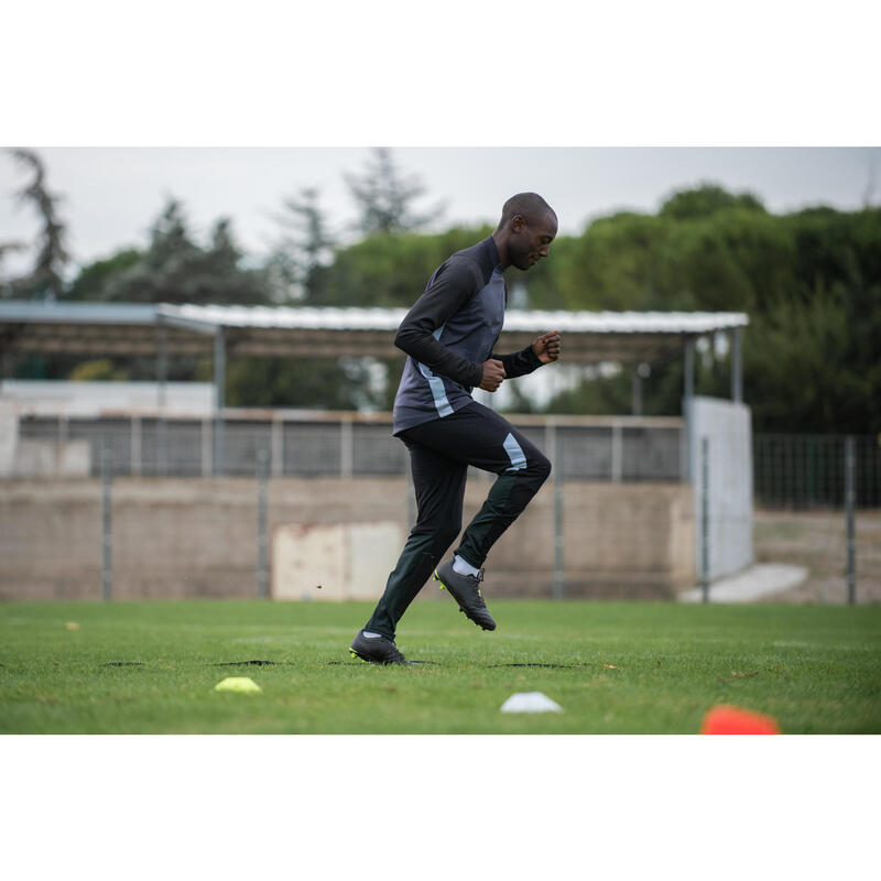 Sweat de football 1/2 zip adulte T500 noir carbone