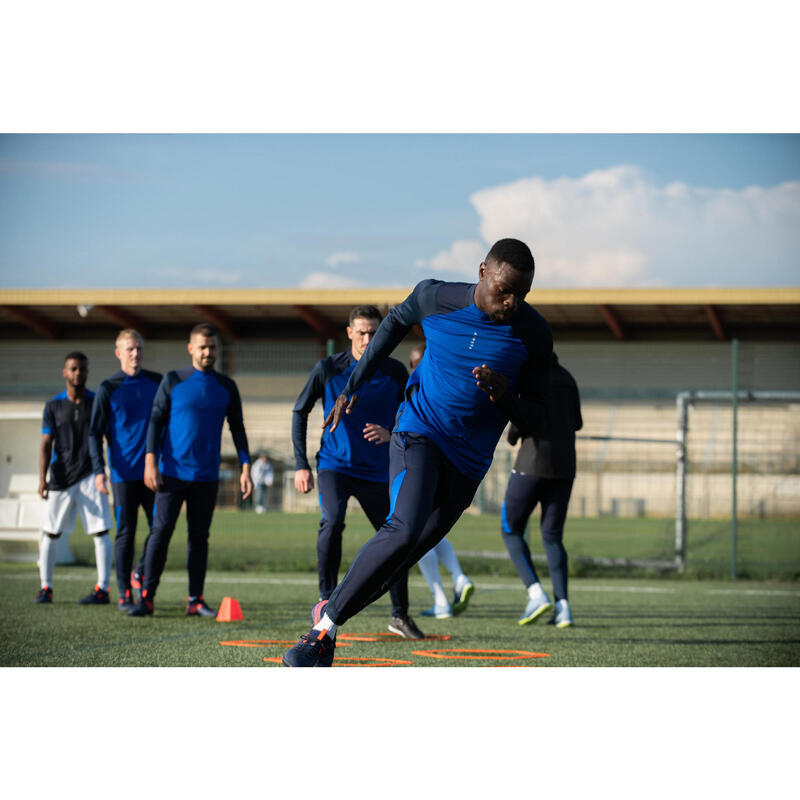 Sweat de football 1/2 zip adulte T500 bleu