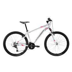 BICICLETA DE MONTAÑA ROCKRIDER ST 100 ALUMINIO MUJER 27,5" 21V BLANCA ROSA
