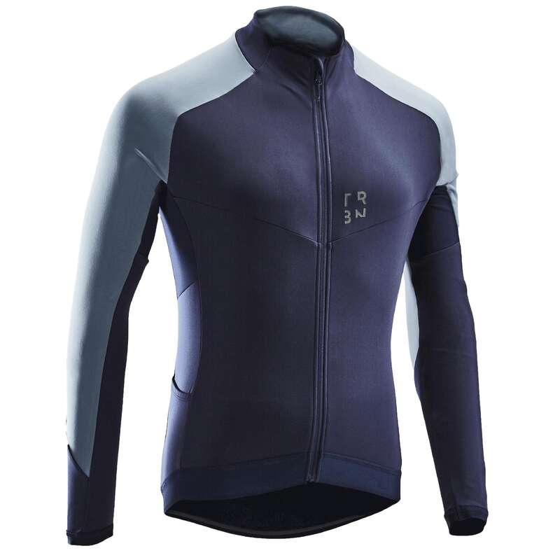 MEN MID-SEASON ROAD APPAREL Cycling - RC 500 Long Sleeve Cycling Jersey - Navy/Grey TRIBAN - Cycling