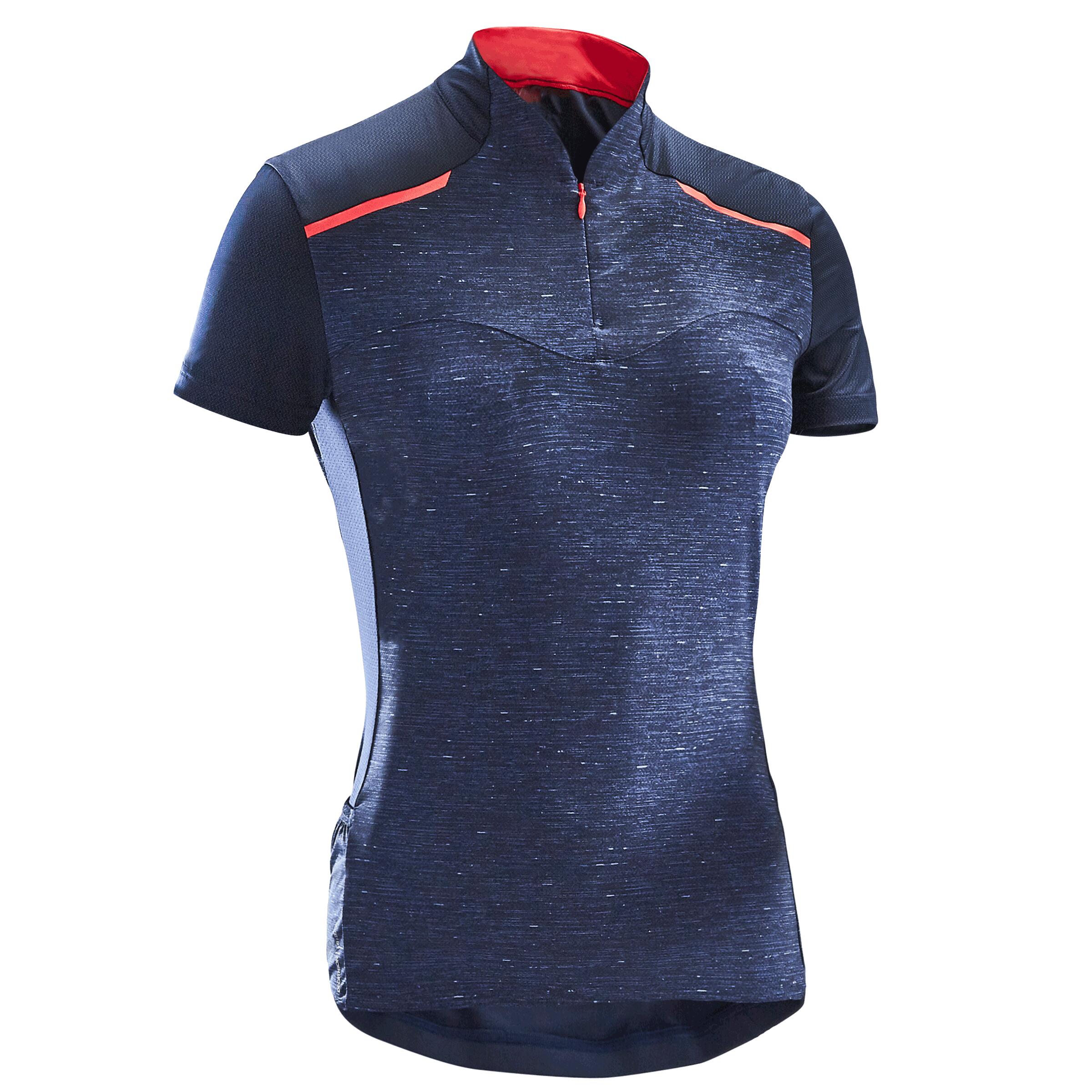 TRIBAN 500 Women's Short-Sleeved Cycling Jersey - Navy