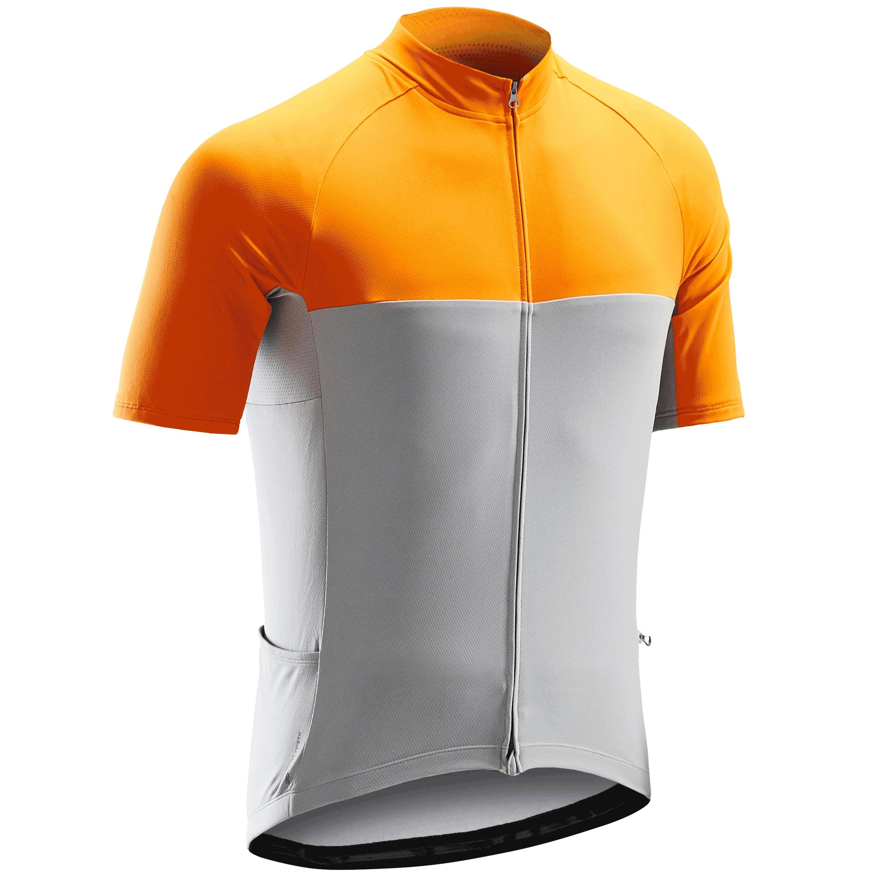 TRIBAN RC100 Short-Sleeved Warm Weather Road Cycling and Touring Jersey - Grey/Orange