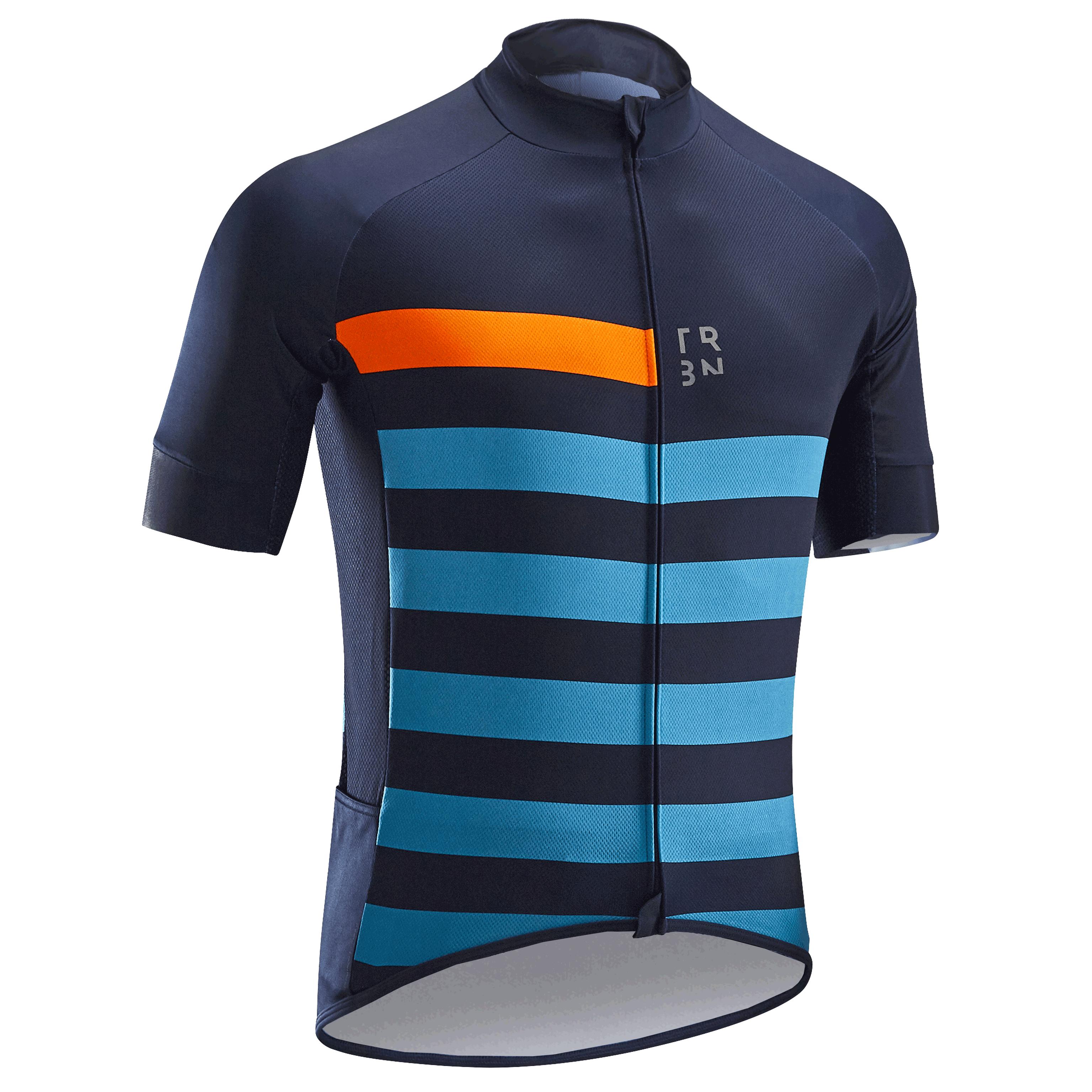 RC500 Short Sleeved Road Cycling Hot Weather Jersey Blue TRIBAN Decathlon