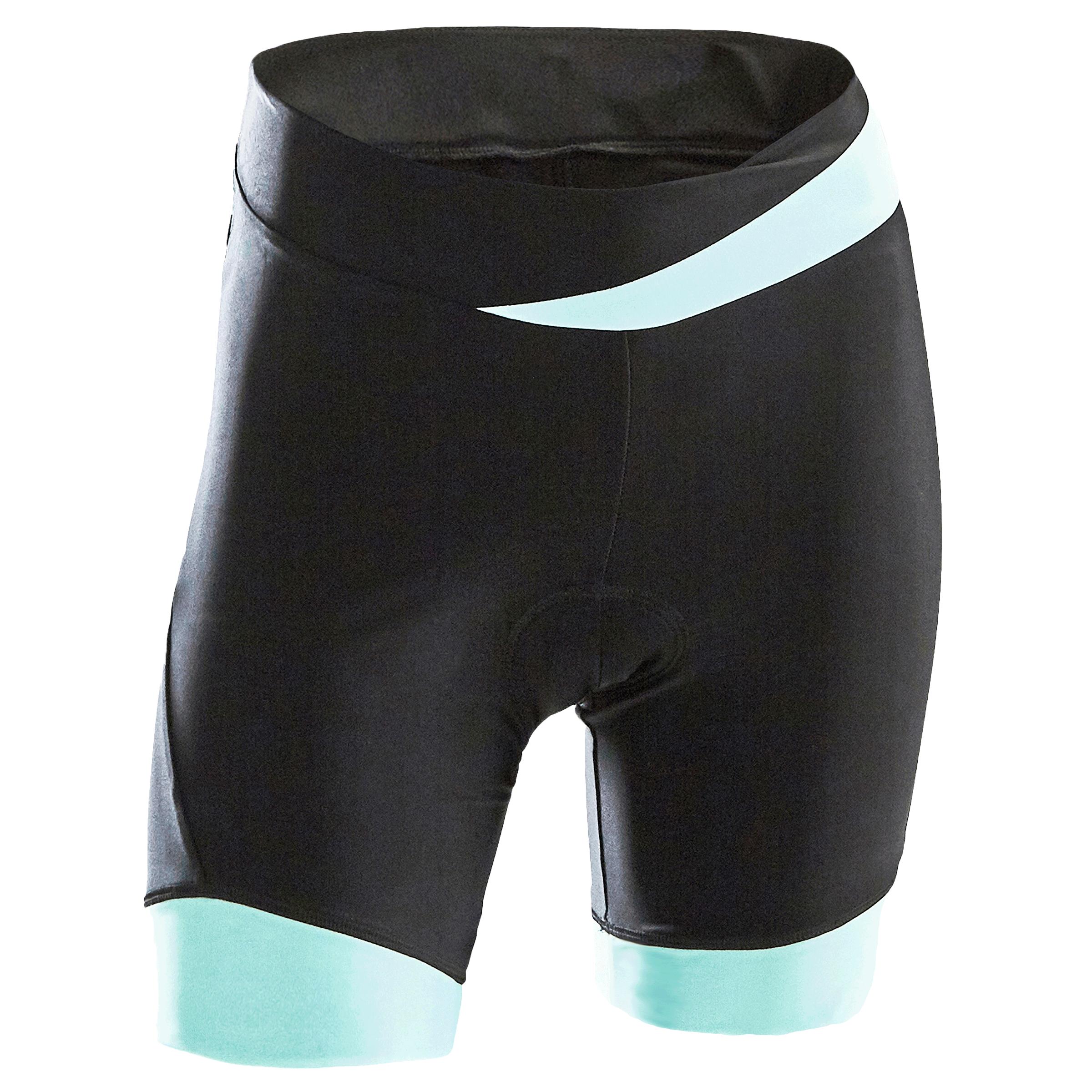 TRIBAN 500 Women's Bibless Cycling Shorts - Black/Mint Green