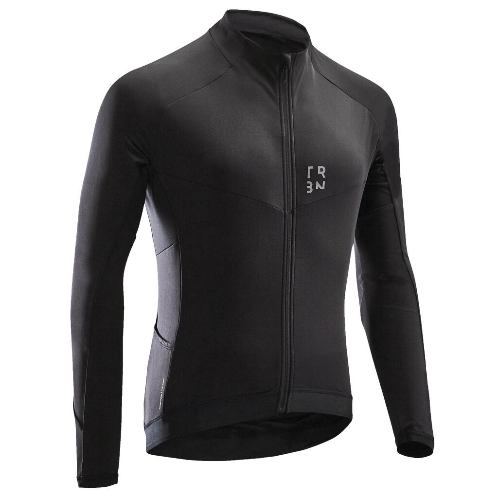 Rc500 long-sleeved road cycling bike touring jersey - black