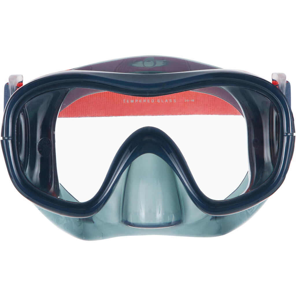 Pieaugušo snorkelēšanas maska ar rūdītā stikla lēcu “520”, tirkīza