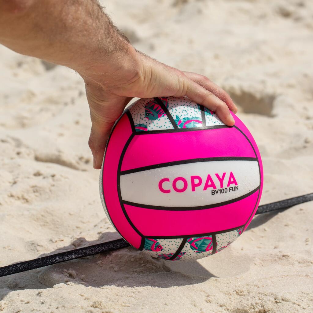 Lopta na plážový volejbal BV100 bielo-ružová
