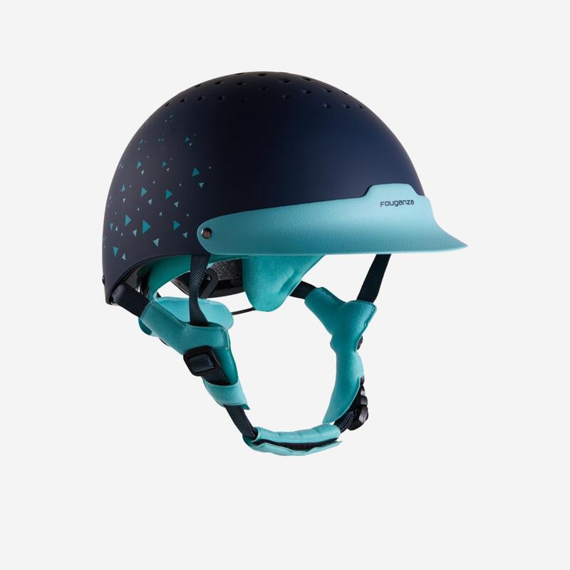 Casco Equitación Fouganza 120 Gris Azul Turquesa