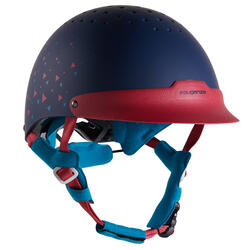 Casco equitación 120 Fouganza azul marino/rosa