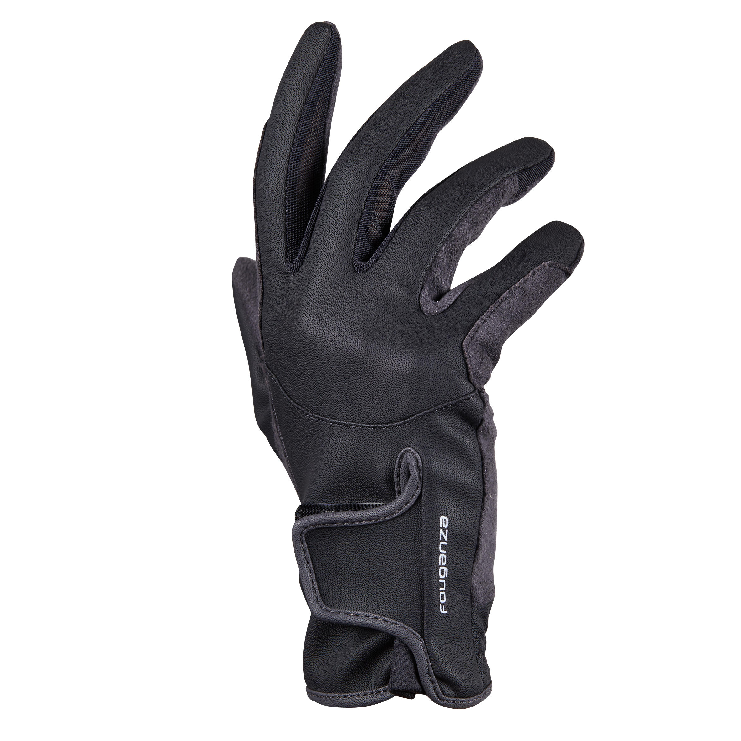 500 Children's Horse Riding Gloves - Black/Grey - FOUGANZA