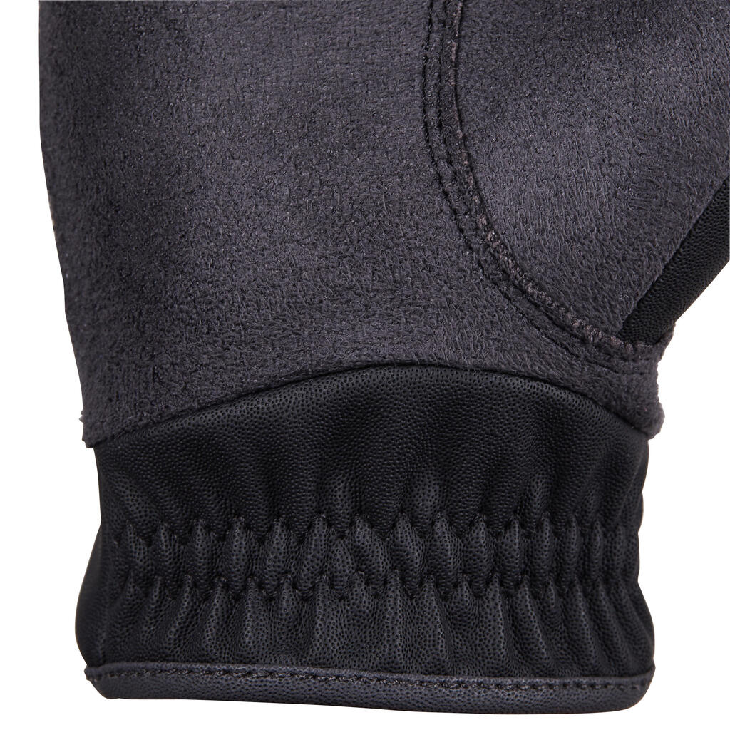 Detské jazdecké rukavice 500 čierno-sivé