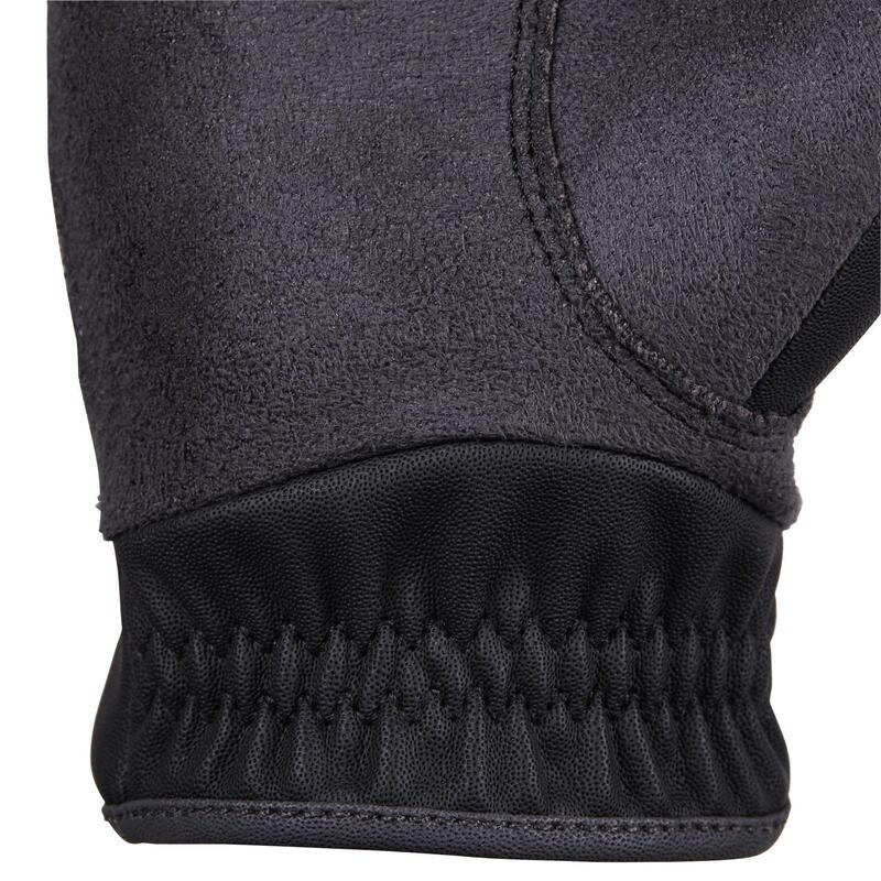 Handschoenen 500 voor kinderen ruitersport zwart en grijs
