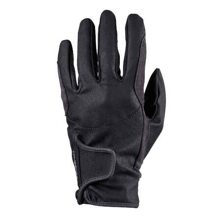 Črne in sive jahalne rokavice 500 za otroke