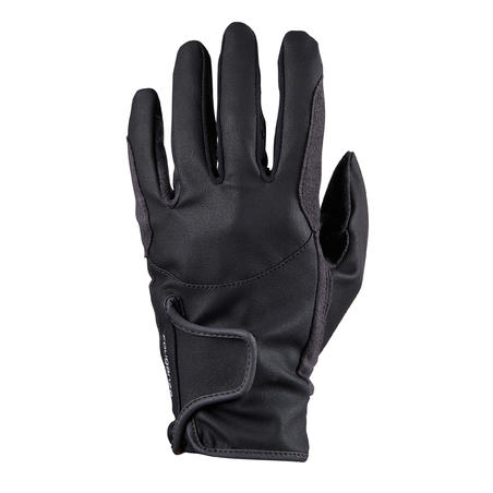 Дитячі рукавиці 500 для кінного спорту - Чорні/Сірі