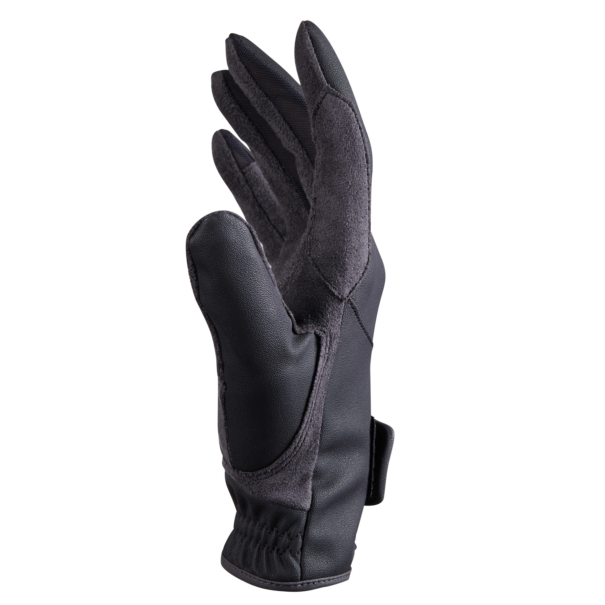 500 Children's Horse Riding Gloves - Black/Grey - FOUGANZA