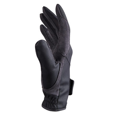 Crne/sive dečje rukavice za jahanje 500