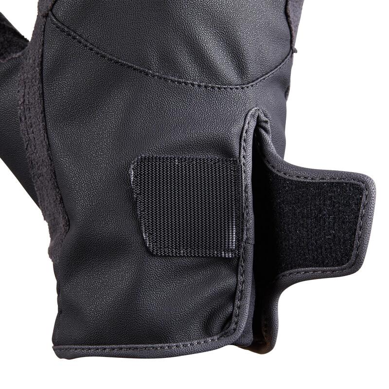 Guantes equitación fouganza 500 niños negro y gris